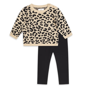 Huxbaby Leopard Sweater & Ribbed Leggings Set ~ Animal Print/Black