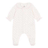 Petit Bateau Front Snap Multi Heart Print Footie w/ Collar ~ White Multi