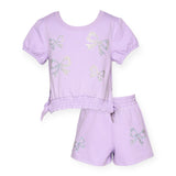 Baby Sara Rhinestone Bows Top & Shorts Set ~ Purple