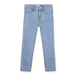Billieblush Girls Slim Fit Denim Pants w/ Iridescent Dots ~ Stone Wash