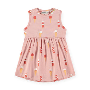 Babyface Baby Girl Printed Sleeveless Dress ~ Ice Cream/Pink