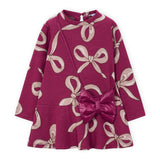 Mayoral Girls Jacquard Knit Dress w/ Bow Bag ~ Raspberry