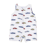 Angel Dear Sleeveless Muslin Shortie Romper ~ Race Cars