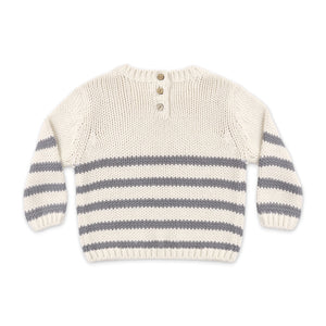 Quincy Mae Rex Knit Sweater ~ Slate Stripe