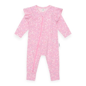 Huxbaby Ditsy Floral Frill Romper ~ Peony