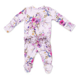 Angel Dear 2 Way Zipper Ruffle Back Footie ~ Dahlia Floral