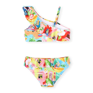 Seafolly Girls Printed Shoulder Frill Bikini ~ Cuba Multi