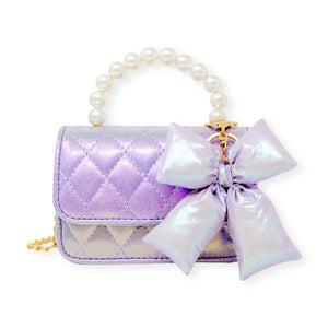 Tiny Treats Shiny Quilted Fluffy Bow Handbag