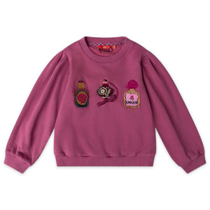 Oilily Girls Honny Perfume Embroidered Sweatshirt ~ Red Violet