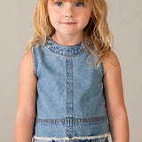 Mayoral Girls Sleeveless Denim Top & Sailor Shorts Set ~ Light Wash