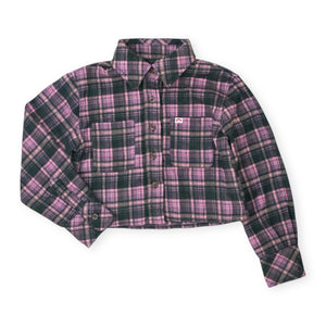 Appaman Girls Polly Cropped Shirt 7-12 ~ Olive/Pink Plaid
