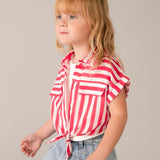 Mayoral Girls Striped Blouse w/ Tank Top 7-12 ~ Persimmon