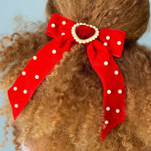 Super Smalls Ruby Red Jeweled Large Hair Bow