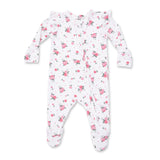 Angel Dear 2 Way Zipper Frill Sleeve Footie ~ Pink Rosettes