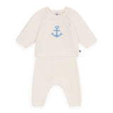 Petit Bateau Knit Anchor Sweater & Pants Set ~ White