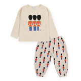 Bobo Choses Baby Little Tin Soldiers Printed Zip Hoodie, l/s T-Shirt & Sweatpants Set ~ Off-White