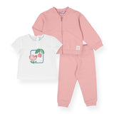 Mayoral Baby Girl Zip Sweatshirt, Tee & Joggers Set ~ Rose