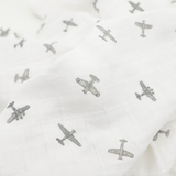 Little Unicorn Organic Cotton Muslin Swaddle ~ Pewter Planes