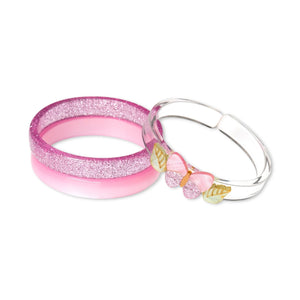 Lilies & Roses Pink Shimmer Butterflies Bracelet Set