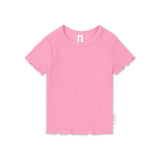 Huxbaby Dreamy Denim Hearts Overalls Dress & Ribbed s/s Top Set ~ Denim/Cherry