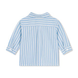 Petit Bateau Baby Woven l/s Shirt & Shorts Set ~ Blue/White