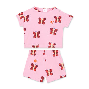 Wynken Baby Mini Bon Bon Butterfly Print Tee & Shorts set ~ Candy