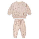 Quincy Mae Relaxed Fleece Sweatshirt & Sweatpants Set ~ Hearts/Dusty Rose