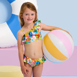 Seafolly Girls Printed Shoulder Frill Bikini ~ Cuba Multi