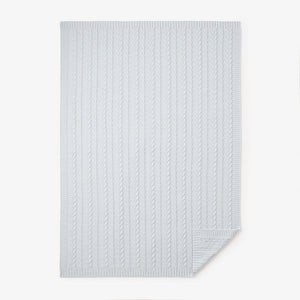 Elegant Baby Horseshoe Cable Knit Blanket ~ Pale Blue