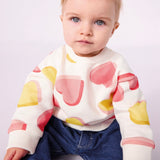 Petit Bateau Baby Hearts Print Sweatshirt ~ White