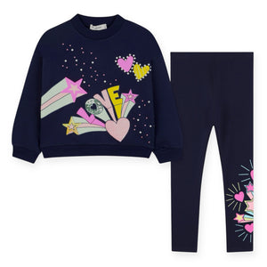 Billieblush Girls Love Sweatshirt & Leggings Set ~ Navy
