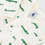 Petit Bateau l/s Crocodile Print Romper ~ White/Croc