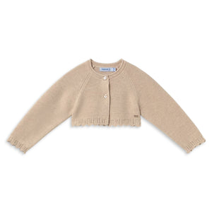 Mayoral Baby Girl Cropped Knit Cardigan ~ Beige