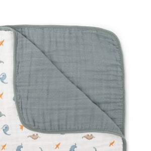 Little Unicorn Organic Cotton Muslin Quilt ~ Little Dino
