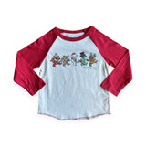 Rowdy Sprout Baby Grateful Dead Holiday Raglan l/s Tee ~ Vintage White/Red