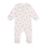 Petit Bateau Front Snap Floral Footie w/ Ruffle Collar ~ White Multi