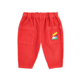 Bobo Choses Baby Choo Choo l/s T-shirt & Corduroy Pants Set ~ Light Blue/Red