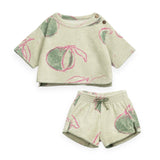 Play Up Baby Printed Terry Sweatshirt & Shorts Set ~ Fruits/Tea