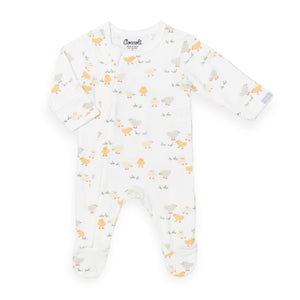 Coccoli Cotton Modal Zipper Footie ~ Chicks/Cream