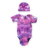 The Wildest Company Ice-Dyed Onesie & Hat Set ~ Ultraviolet