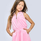 Hannah Banana Sleeveless Velour Hooded Dress ~ Pink