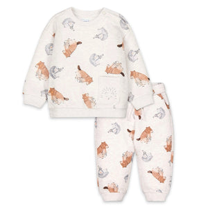 Mayoral Baby Boy Forest Animals Print Sweatshirt & Sweatpants Set ~ Tofu
