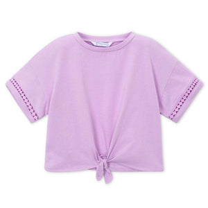 Mayoral Girls Tie Front s/s Top 7-12 ~ Lilac