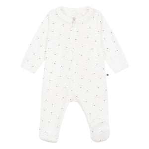 Petit Bateau Front Zip Printed Footie w/ Collar ~ White Multi