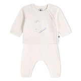 Petit Bateau Knit Whale Sweater & Pants Set ~ White
