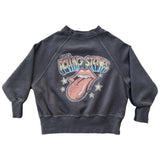 Rowdy Sprout Rolling Stones Vintage Tongue Raglan Sweatshirt ~ Washed Black