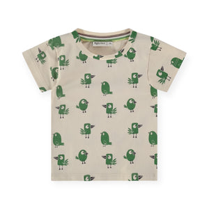Babyface Baby Boy Printed T-Shirt ~ Green Birds/Cream