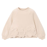 Mayoral Girls Floral Applique Sweatshirt & Printed Leggings Set 7-12 ~ Light Khaki/Navy