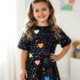Baby Sara Heart Patch Sequin Tiered Dress ~ Black Multi