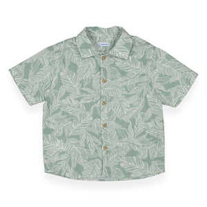 Mayoral Boys Printed s/s Woven Shirt ~ Leaves/Dark Laurel